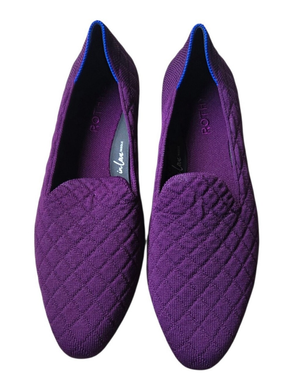 Rothy's The Almond Loafer Women's Quilted Plum Washable Knit Shoes Size 9